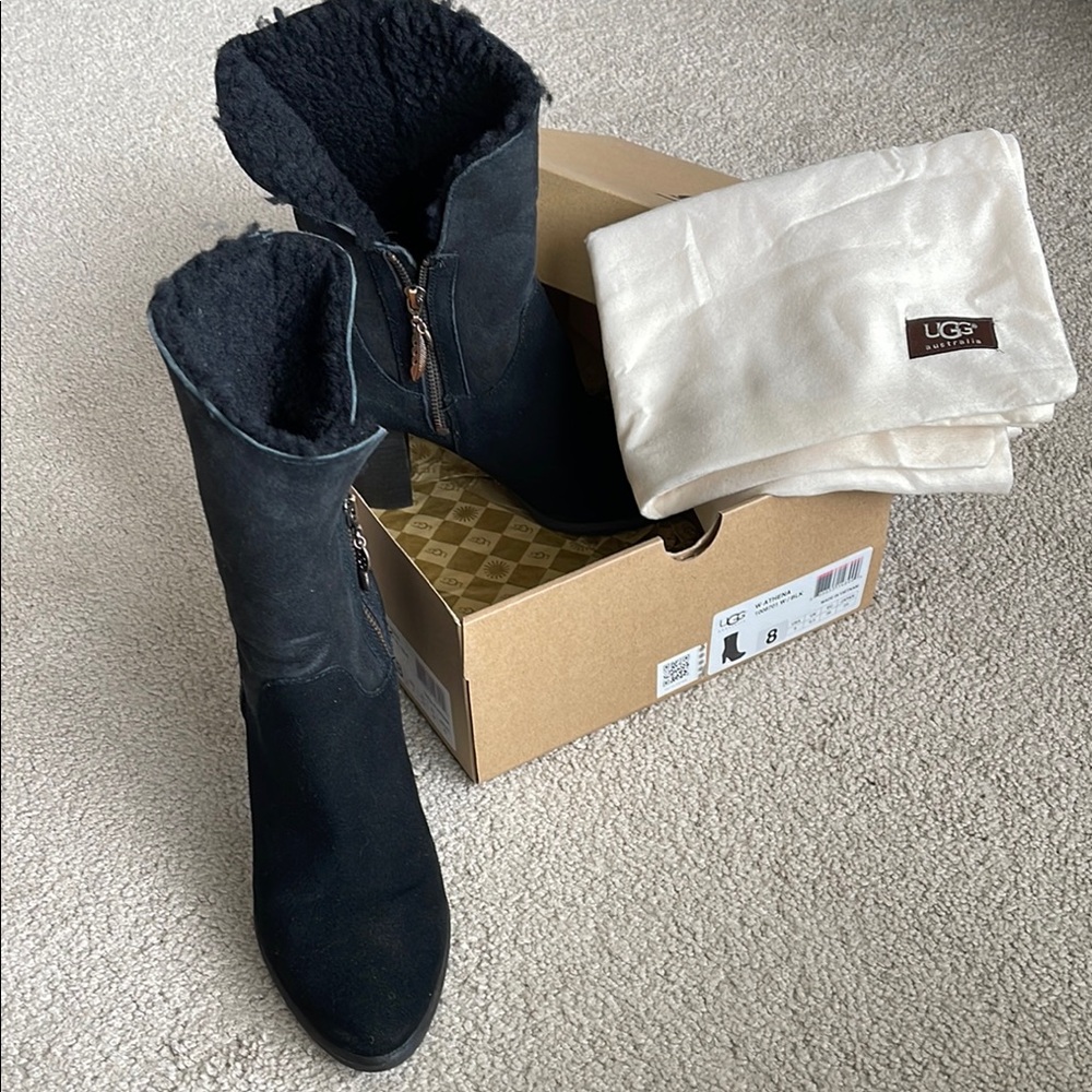UGG Black Athena Shearling Boots sz 8